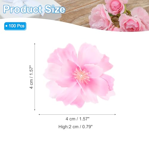 PATIKIL 100 Pcs Fake Silk Flower Heads, 1.6 Inch Artificial Cherry Blossom Faux Flower Heads for DIY Craft Wedding Party Home Wreath Decoration, Light Pink - color: Light Pink