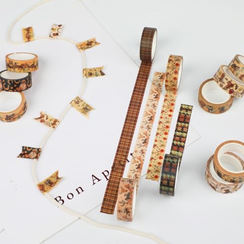12 Rolls Western Washi Tapes, Wild West Cowboy Masking Tapes, Cowboy and Cowgirl Decorative Adhesive Stickers for Handbook Sticker Scrapbook Journaling Party Supplies DIY Craft Gift Wrapping 16.4FT - color: F