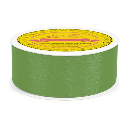 Light Green Organza Ribbon 1-1/2 inch x 50 Yards Sheer Chiffon Ribbon for Gift Wrapping Wedding Invitations Party Decoration Bridal Bouquets Crafts - color: Light Green, size: 1-1/2" X 50 Yards