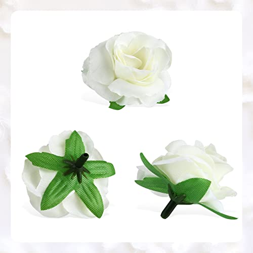 Yinsun 50pcs Mini Rose Artificial Flower Heads, 1.57” Real Looking Silk Rose for DIY Wedding Bouquets Bridal Shower Baby Shower Party Decoration (Ivory) - color: Ivory, size: 1.57 Inch