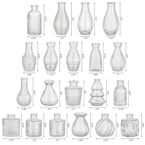 RUCKAE Glass Bud Vases Mini Flower Vase Small Vintage Vases for Centerpiece Table Wedding Decorations Home Decor Party(Transparent 32pack) - color: Transparent