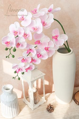 Floroom 2pcs Faux Phalaenopsis Orchid Fake Artificial Flower with Stems, Real Touch Large Blooms 40 Inch for DIY Bouquets, Wedding Centerpieces & Home Decor, Pale Pink - color: Pale Pink