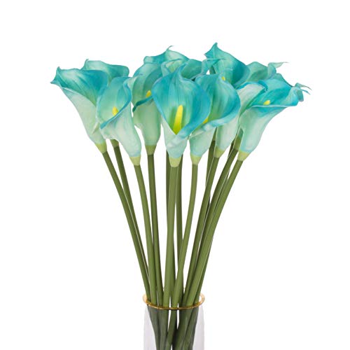 10pcs Calla Lilies Artificial Flower,26'' Long Stem Artificial Calla Lily Flowers,Realistic Arum Lilies for Wedding Bridal Bouquet Home Decor Centerpiece,Blue - color: Blue