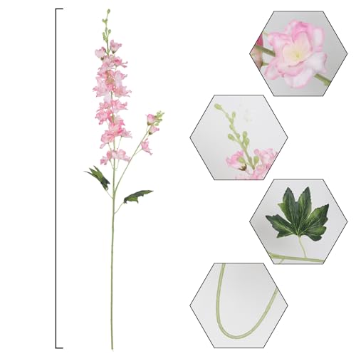 8PCS Faux Pink Delphinium 33.5'' Long Stem Artificial Delphinium Flowers Fake Larkspur Flowers for Home Wedding Garden Table Centerpieces Decor(Gradient Pink) - color: Gradient Pink