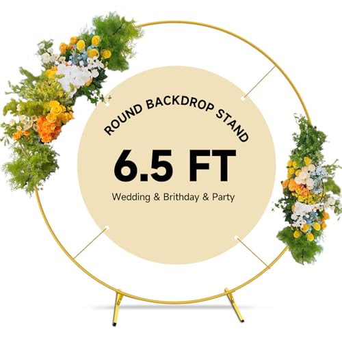 Balloon Arch Stand Metal Round Backdrop Stand Circle Balloon Arch Frame Wedding Arches 6.5FT for Ceremony Birthday Party Baby Shower Decoration - size: 6.5FT