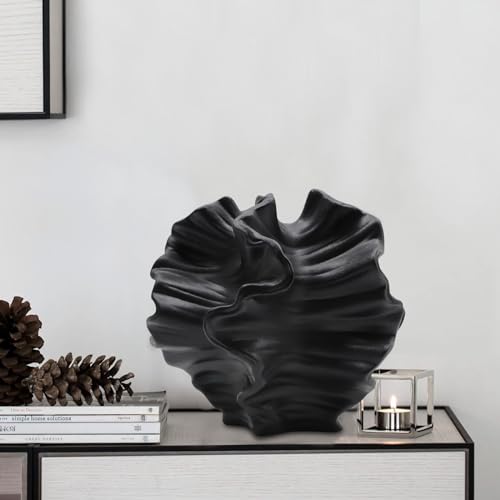 Ceramic Vase - Set of 2 for Home Decor,Black Flower Shape Pampas Vases Minimalist Nordic Boho Style for Modern Farmhouse Decor, Living Room、 Kitchen、Mantle、Bedroom、Dining Table、Office - color: Flower Shape Black