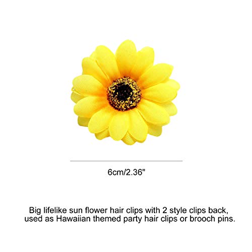 Lawie 16 Pack Artificial Fake Yellow Small Daisy Sunflower Hair Clips Floral Hairpins Alligator Barrettes Brooches Pins Wedding Hawaiian Party Silk Flower Headpiece Holiday Decoration for Women Girls