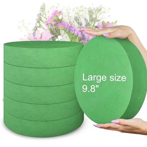 Max Shape 6 Pcs Floral Foam Round Blocks, Large Wet and Dry Green Foam for Artificial and Fresh Flower Arrangement,Flower Foam Blocks for Wedding Party Decorations (9.8 Inch) - size: 9.8 Inch