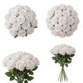 White Artificial Roses Bulk,50PCS 4in Large Fake Roses Faux Giant Flowers - color: White
