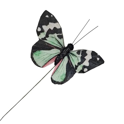 Cartanfill- Artificial Feather Simulation Butterfly Party Decoration Set, a Set of 12 Pieces with Clips, Used for Home Decoration in 12 Colors.… (B Wire) - color: The Product Colors Are Artificial Feather 3d Butterfly Party Decorations in 6 Colors: Pink,