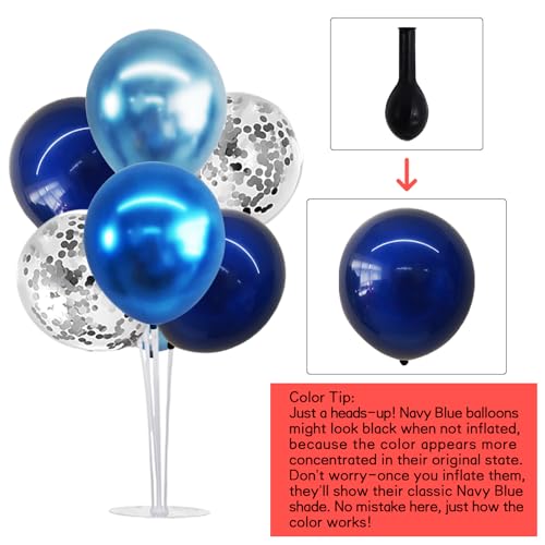 TONIFUL 4 Set Metallic Blue Silver Balloon Stand Centerpiece Table Decorations for Men's Birthday,Father's Day Retirement,Blue Party Decoration,Graduation Decorations 2026,Baby Shower - color: Metallic Blue Silver