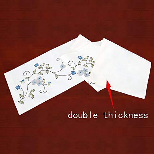 Double Thickness Rustic Embroidered Floral Table Runners for Spring and Summer, Dresser Scarf (Blue, 14 × 53 Inch) - color: Blue, size: 14 × 53 Inch