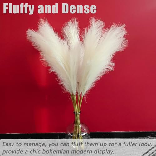 38" 10 Stems White Pampas Grass Tall Decor - Faux Pampas Grass Decor Tall for Floor Vase Boho Home Wedding Mothers Day Decoration - color: A-cream White