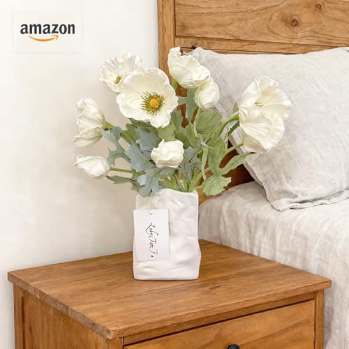 5Pcs Artifical Real Touch PU Anemone Flower Bouquet Room Home Decor (White) - color: White