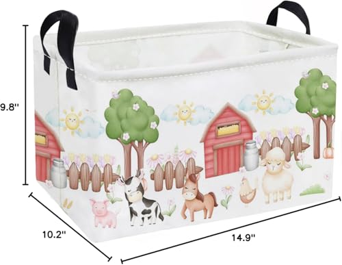 Essme Rectangular Farm Basket,Kids Baskets Empty with Handles,Cute Baskets for Kids Room Decor,Boys and Girls, Gift Basket,(Animal Farm) - color: Animal Farm
