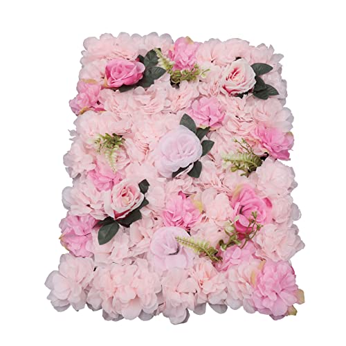 Flower Wall Panel Set, 12 Pcs Light Pink Artificial Dahlia Rose Flower Mat Backdrop, Silk Floral Panels for Decoration 24x16 Inch - color: Light Pink