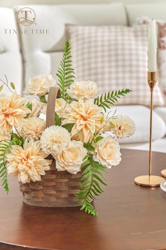 TINGE TIME Champagne Artificial Flowers, Fake Flower Leaf with Stems for DIY Champagne Wedding Bouquets Table Centerpieces Baby Shower Home Party Floral Arrangements Decorations - color: Champagne