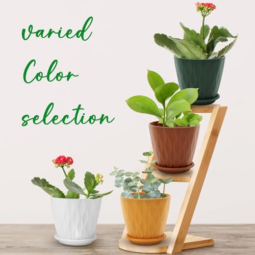 YNNICO 6 inch Plant Pots, 5 Pack Flower Pots Outdoor Indoor, Planters with Drainage Holes and Tray Saucers（Multicolor） - color: Multicolor, size: 6 inch