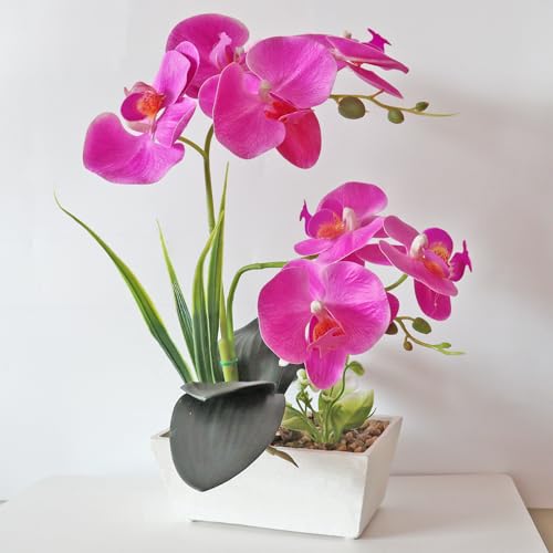 Purple Orchid Artificial Flowers Fake Orchid Plants for Living Room Realistic Orchid Faux Flowers Indoor Table Decorations for Dining Room Purple Centerpieces for Table Decorative Flowers - color: Purple