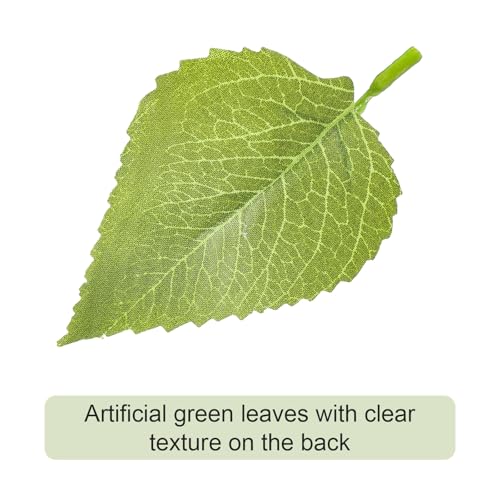 100 Pcs Artificial Leaves for Crafts, Green Sunflower Fake Leaves, 3.7×2.1 Inch Fake Sunflower Leafs Greenery Leave for DIY Wedding Christmas Bouquet Wreaths Decor