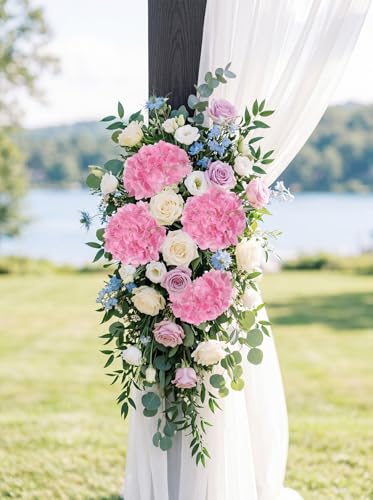 IPOPU 6pcs Real Touch Hydrangea Artificial Flowers Deep Pink Realistic Fake Hydrangea 12'' Faux Latex Flowers with Stems for Wedding Centerpieces DIY Floral Arrangement Home Party Decor (Deep Pink) - color: Deep Pink
