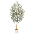 Realead 7ft Artificial Olive Tree with Tall Exquisite Planter - Realistic Fake Olive Tree with Thick Trunk and Lifelike Fruits - Large Faux Olive Tree for Home Office Decor - size: 7ft
