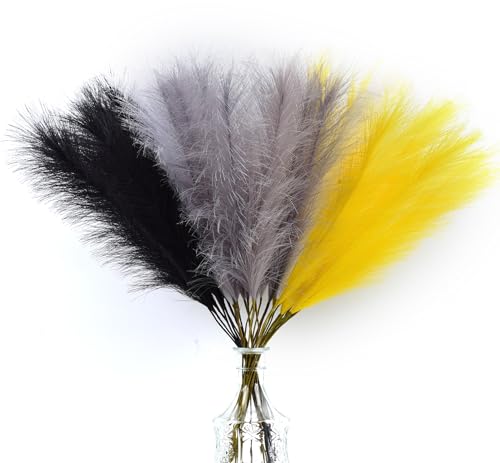 LSKYTOP Yellow Pampas Grass Decor,23Inch 16pcs Faux Pampas Grass Bouquets Artificial Pampas Fake Pampas Flower for Home Living Room Bedroom Vase Decor - color: Yellow 16pcs