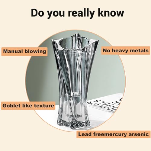 Crystal Glass Vase – Heavy Crystal Vase for Flowers with Weighted Bottom, Thick Durable Decorative Vases for Modern Home Decor, 9.8″ 3.5lb Clear Centerpiece (Smoke Gray) - color: Smoke Gray