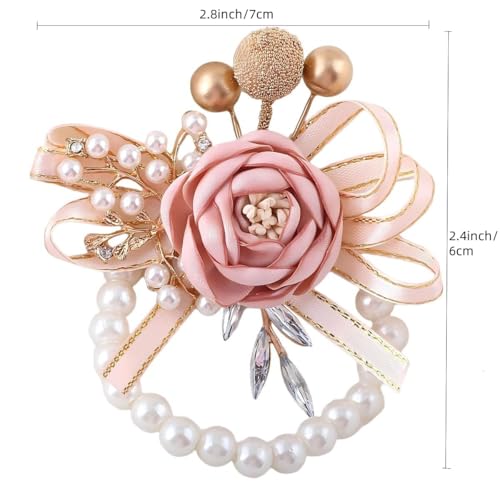 Blush Pink Wrist Corsages Set of 12 for Bridal Bride Bridesmaid Artificial Hand Flower Formal Party Wrist Corsage Wristlet Band Wedding Prom Homecoming Blush Pink - color: Blush Pink Corsages (12pcs)