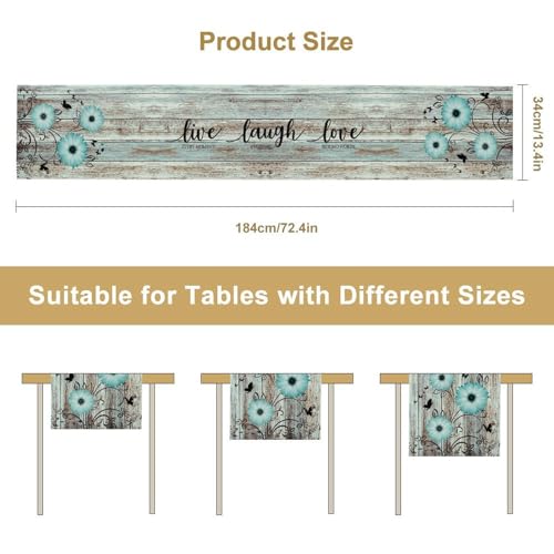 Daisy Floral Table Runner, Rustic Blue Wild Flowers Floral Wooden Boho Butterfly Spring Coffee Table Center Decor for Family Kitchen Outdoor Farmhouse Holiday Party Table Decorations, 13"x36" - color: Daisy-1, size: 13“ X 36"