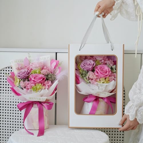 Preserved Flowers Bouquet, Flowers for Delivery Prime,100% Real Roses That Last Up to 3 Years, Gift for Her: Birthday Christmas Valentine's Day Mother's Day,Christmas, Room Decorations (Pink)