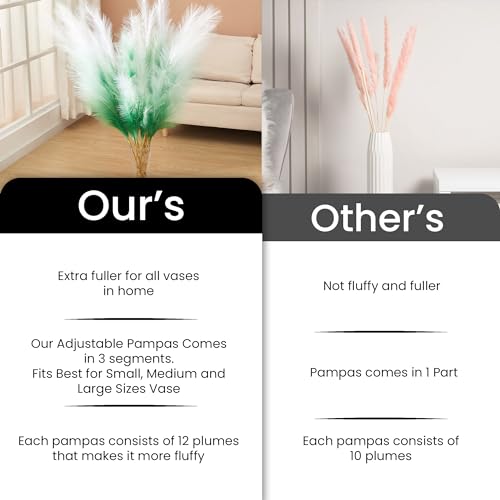 7 Pcs 45" Faux Pampas Grass – Fluffy Artificial Pompous Grass for Tall Floor Vase, Non-Shedding Home Decor, Boho Wedding Flowers, Baby Shower Centerpieces, Bedroom & Living Room Decor (Green Gradient) - color: Green Gradient