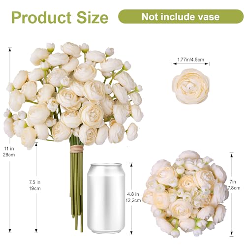 Ranunculus Artificial Flowers 18 Pcs, Faux Silk Mini Peonies Bulk Flowers for Vase, Fake Wedding Filler Flowers for DIY Bouquets, Centerpieces Arrangements Bridal Shower Decor,Cream - color: Cream
