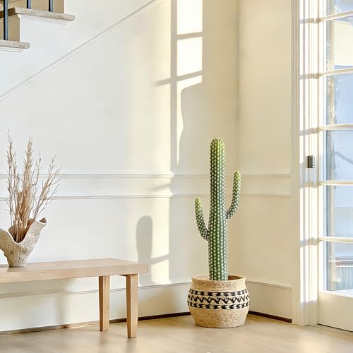 Artificial 31 Inch Cactus Plant Indoor Outdoor, Lifelike Fake Cactus Plant with Black Pot Indoor for Home Office Garden Store Porch Patio Living Room Bedroom Decor. - size: 31 Inch