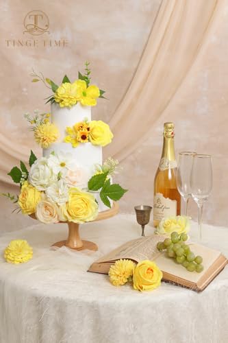 TINGE TIME Fake Flowers Artificial Flowers Peonies Bulbous Chrysanthemum Daisy Hydrangea Sunflower Violets Dahlia Daffodils Epiphyllum Orchid Cherry Blossom Camellia Leyaron (Yellow) - color: Yellow