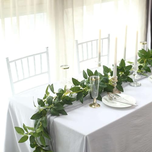 Efavormart 6ft Real Touch Artificial Green Rose Leaf Garland, Flexible Hanging Greenery Vine for Professional Wedding Staging, Banister Decor and Luxury Home Accents - color: Type13
