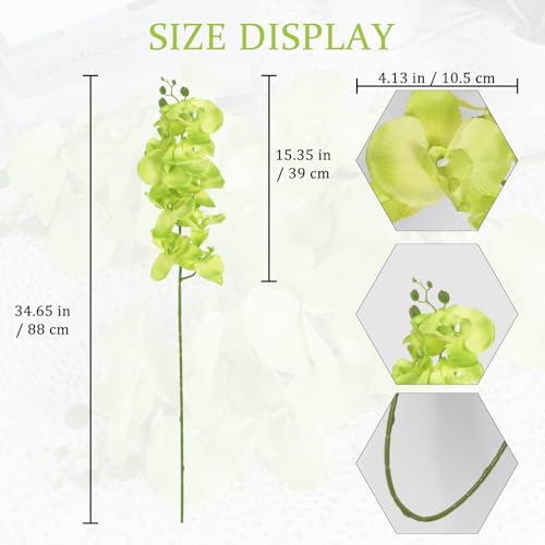 Green Orchids Artificial Flowers 6PCS Silk Orchids 35" Fake Orchid Stems Artificial Orchids That Look Real for Wedding Home Table Centerpieces Decor(Green) - color: Green