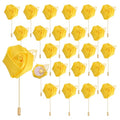 uxcell 24pcs Yellow Rose Boutonnieres Flower Buttonholes Pocket Boutonnieres Pins for Wedding Ceremony Anniversary Prom Formal Dinner Party - color: Yellow