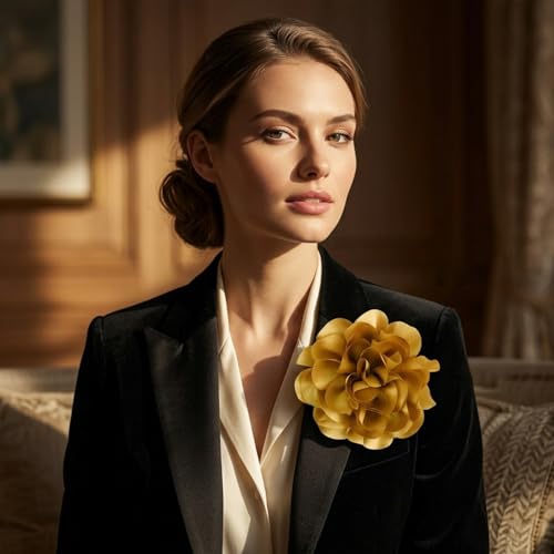 6.3” Large Flower Hair Clips for Women - Floral Hair Clip & Brooch for Dresses, Coats, Hats & Special Occasions | Brooches and Pins for Women - Decorative Wedding Gift Accessory - Gold - color: Gold