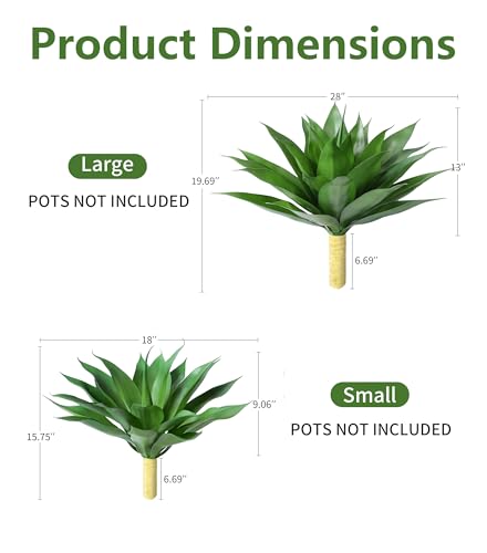 Ivydale Fake Plants Agave Artificial Plants Outdoor 2 PCS for Outside, Faux Greenery UV Resistant Artificial Outdoor Plants for Front Door Porch Planter Urn Patio Garden Yard 28inch Classic Green - color: Classic Green, size: 28 Inches