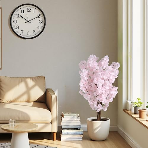 Christopher Knight Home Annas 43''H Cherry Blossom Tree Artificial with Black Plastic Pot, Artificial Plants Indoor Small Decor, Faux Sakura Flowers for Living Room/Entryway/Bedroom/Office, 1 pcs,Pink - color: Pink/43''h