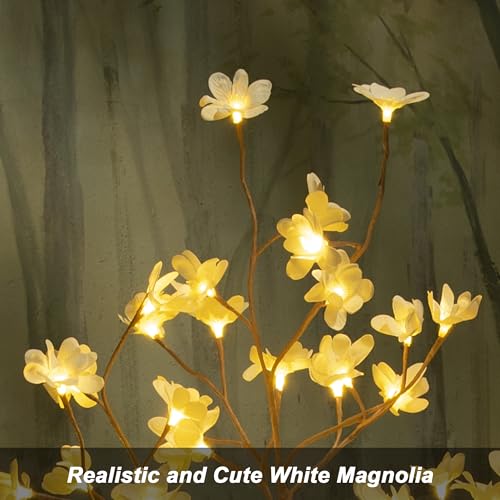 6FT Lighted White Magnolia Tree 120 LED Artificial Flowers Tree with Lights for Decor Inside and Outside Home Patio Wedding Festival Christmas Decoration Warm White - color: Yellow