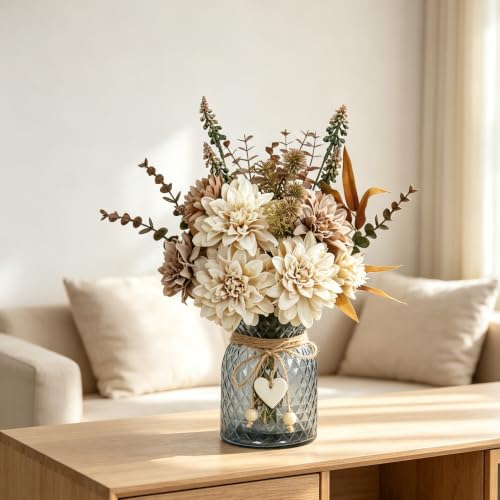 Leftover Faux Flowers in Vase,Table Centerpieces for Dining Room,Flower Centerpieces for Tables,Artificial Flowers,Kitchen Decor,Coffee Table Decor - color: Light Brown