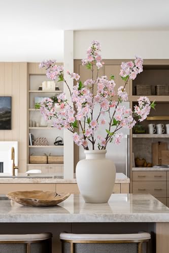 39" Tall Cherry Blossom Branches for Vase Faux Cherry Flowers Light Pink Peach Blossom for Floral Arrangements Artificial Apple Blossom Silk Tall Stems for Home Wedding Table Decor-3 Pcs - color: L-pink #3