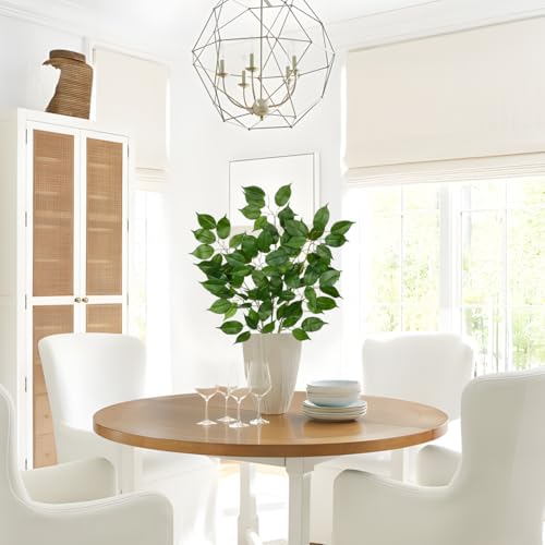 Ficus Leaves Artificial Branches 35.4" Faux Ficus Tree Branches Fake Greenery Plant Spray for Tree DIY Arch Wedding Bouquet Wreath Wall Decor - 3PCS - color: 35inch-3pcs/Green