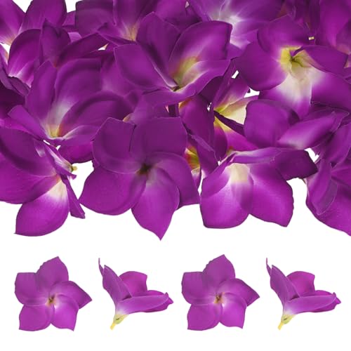 M METERXITY 10-Pack Artificial Plumeria Flowers, Fake Silk Heads Flower Hawaiian Plumeria Petal for DIY Crafts/Dress/Wedding/Party Decoration [Purple, 3.9"/ 10cm] - color: Purple