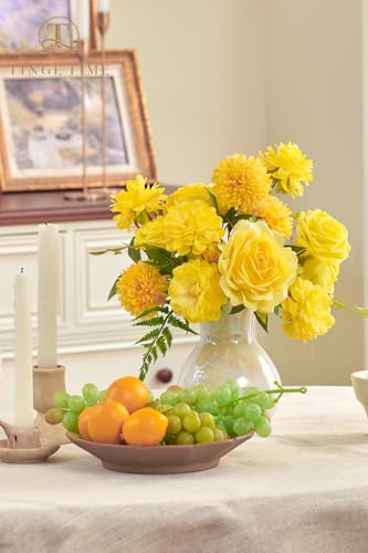 TINGE TIME Yellow Artificial Flowers Combo Box Set, Gradient Color Fake Flower Leaf with Stems for DIY Wedding Bouquets Table Centerpieces Baby Shower Home Party Floral Arrangements Decorations - color: Yellow