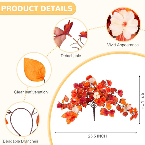 INXUGAO Fake Fall Flowers Artificial for Decoration 2PCS Faux Silk Fall Flowers Plants for Outdoors Outside Planters UV Resistant Looks Real for Front Door Porch Patio Garden Decor - color: Y2-orange Red White