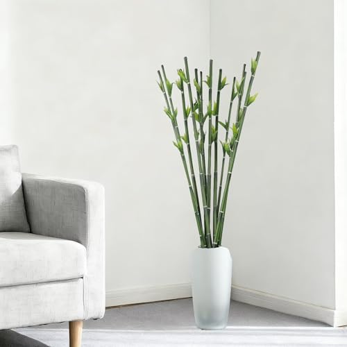 6 Pcs Artificial Bamboo Branches, 37" Long Stem Tree Stem Green Fake Bamboo Sticks Faux Greenery Plants Artificial Floral Arrangement for Office Living Room Party Home Decoration