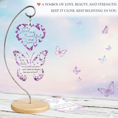 Best Friend for Women - Unique Purple Butterfly Desk Decor - Bestie Best Friend Birthday Gifts for Women Friendship for BFF Bestfriend - Desk Decor for Woman - Christian Gifts - color: 17 - Bestie Butterfly